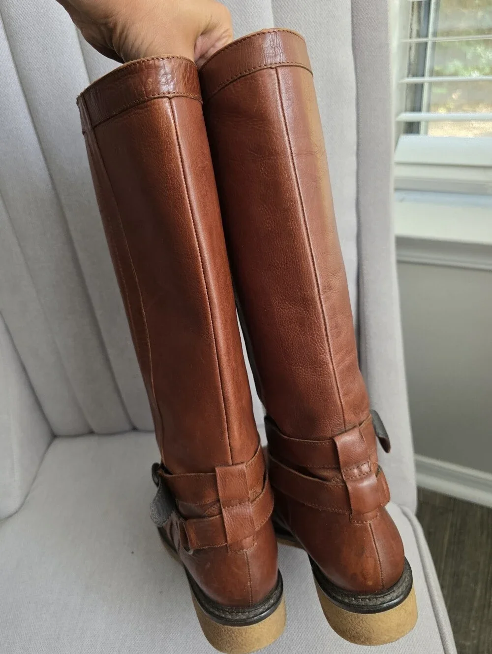 Boemos Brown Leather Knee-High Women's Riding Boots Size 38 Used.